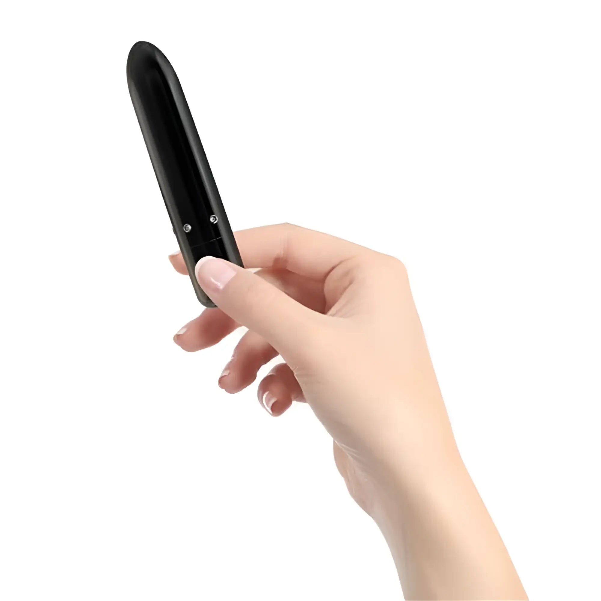 Black sleek compact handheld powerbullet pretty point 4in power bullet device with smooth finish