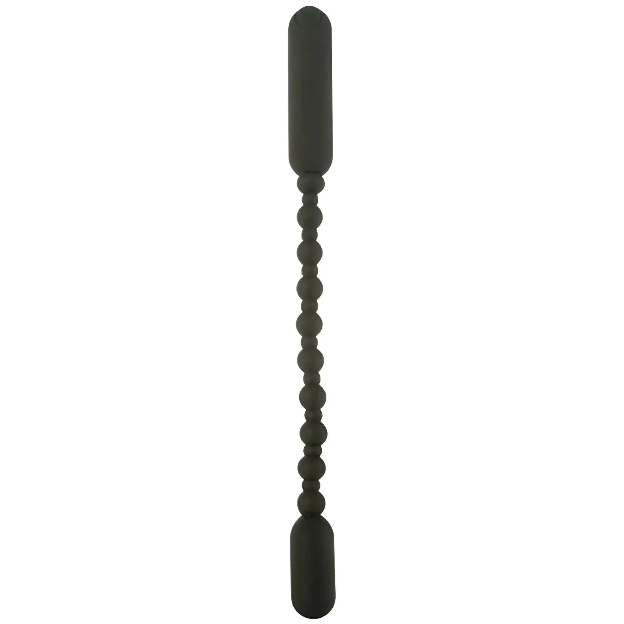 Black silicone beaded wand with rounded ends from powerbullet rechargeable booty beads for intimate use