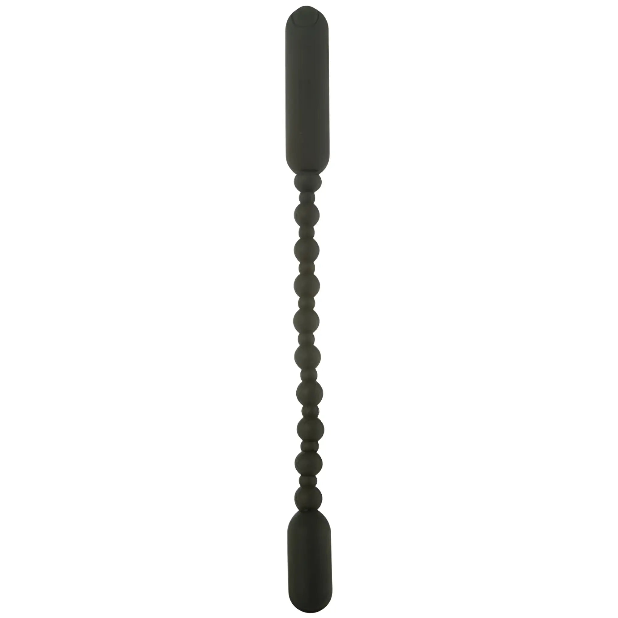 Black silicone beaded wand with rounded ends from powerbullet rechargeable booty beads for intimate use