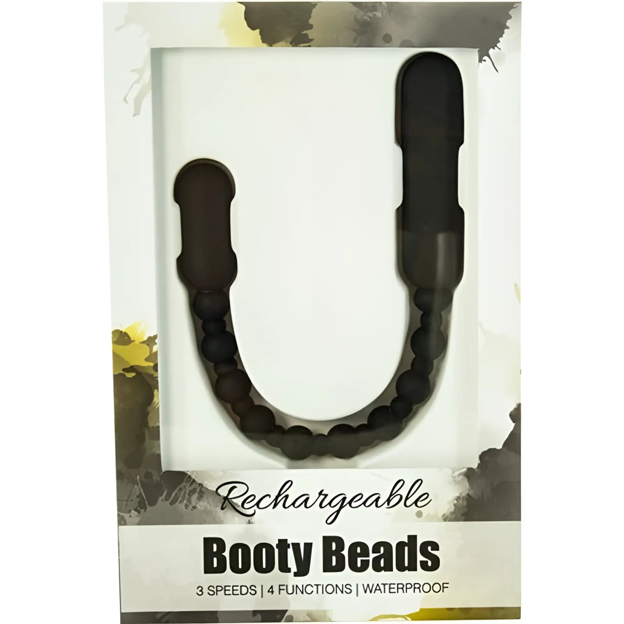 Powerbullet rechargeable booty beads black u-shaped toy made of black silicone with rounded beads and textured ends