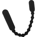 Black silicone u-shaped rechargeable PowerBullet booty beads vibrator with rounded ends and beaded chain
