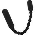 Black silicone u-shaped rechargeable PowerBullet booty beads vibrator with rounded ends and beaded chain