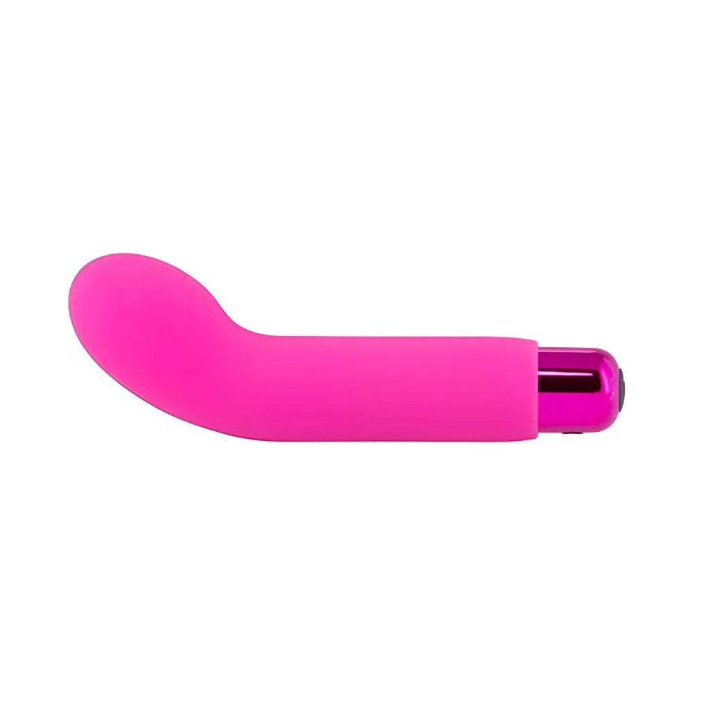 Vibrant pink silicone powerbullet sara’s spot vibrator with metallic purple tip for targeted stimulation