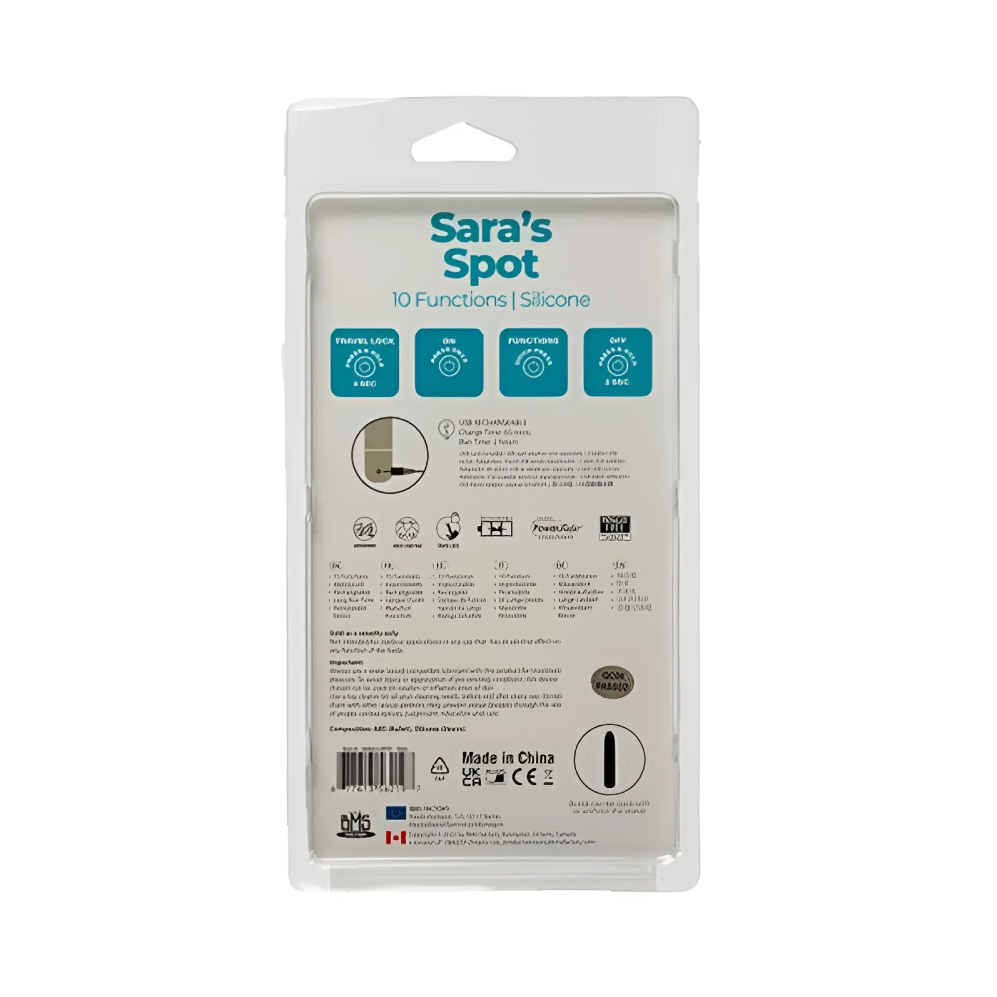 Powerbullet saras spot teal silicone vibrator with 10 functions usb rechargeable lock and built-in flashlight