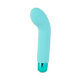 A sleek light blue silicone PowerBullet Sara’s Spot vibrator with a metallic teal base for targeted stimulation