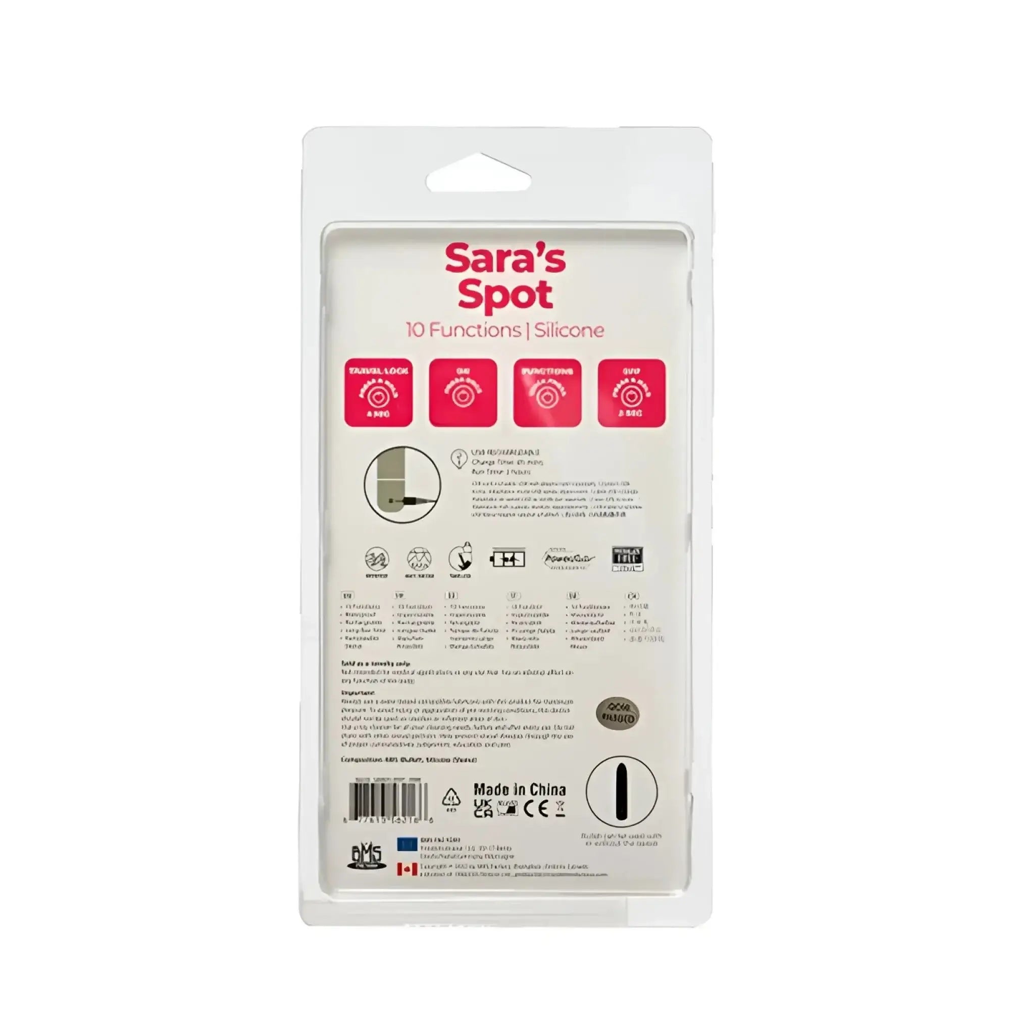 Powerbullet sara’s spot pink silicone multi-tool with ten functions in clear blister package
