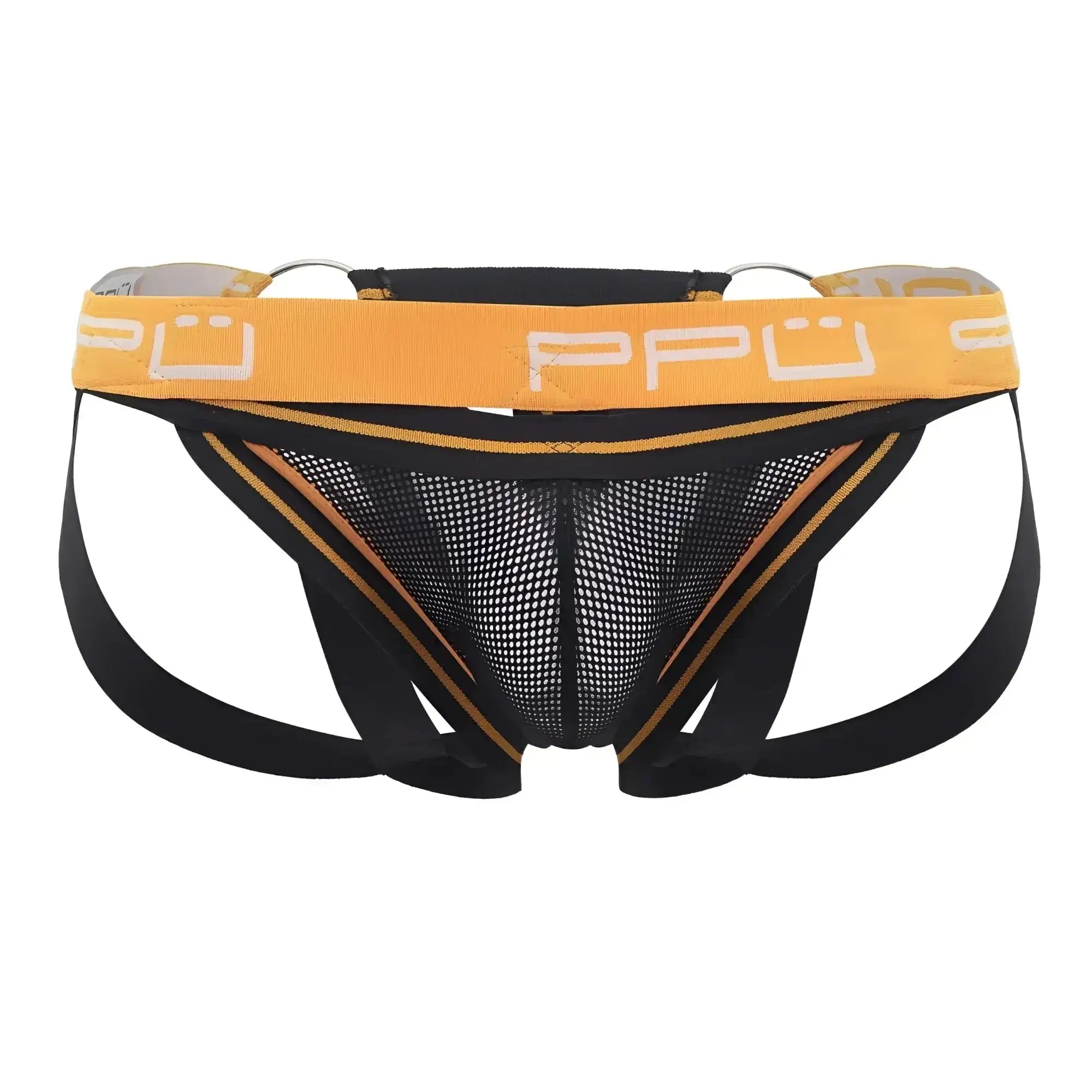 Black and orange mesh briefs with branded waistband from ppu 2305 mesh jockstrap color orange collection