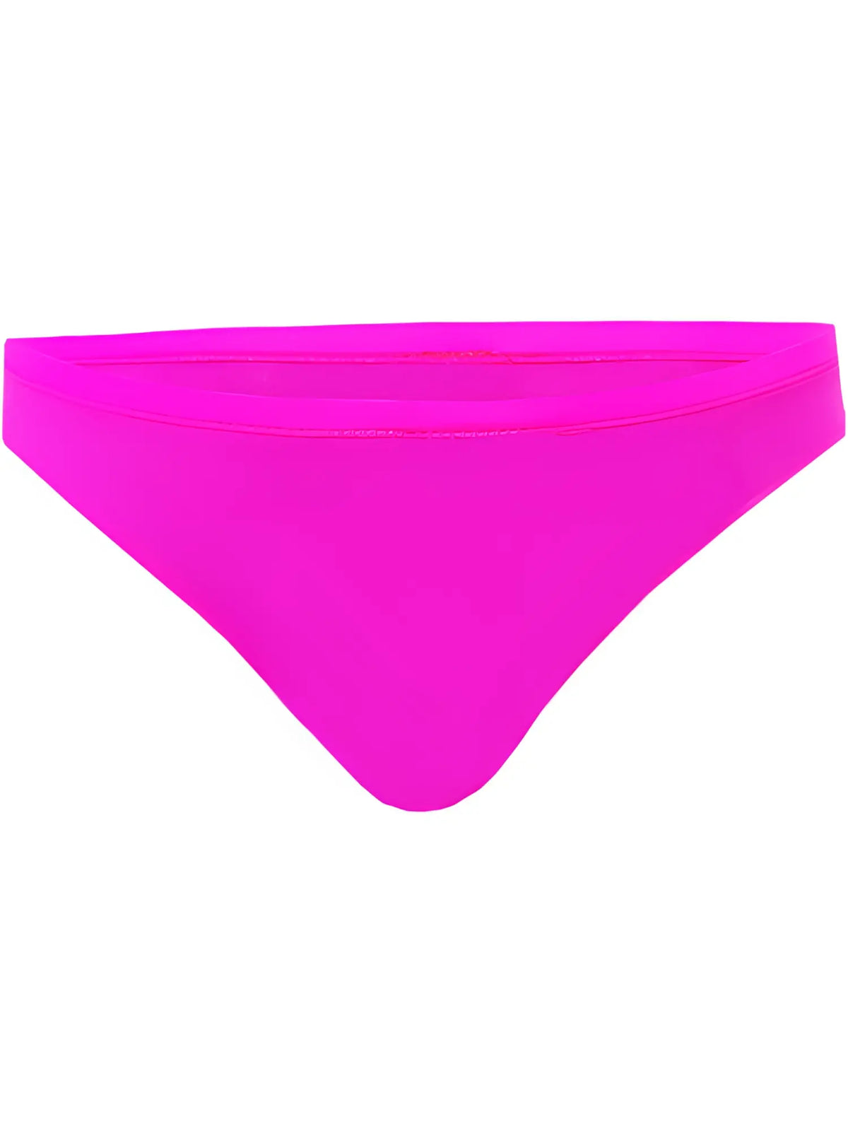 Bright fuchsia pride bikini bottom with smooth seamless design shown from the back side