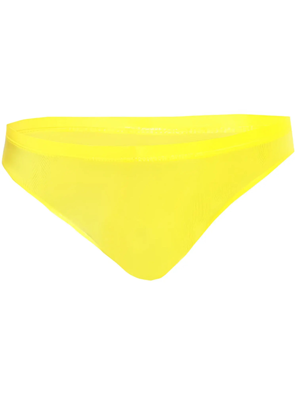 Bright yellow pride bikini seamless bottom with smooth stretchy fabric perfect for comfortable swimwear use