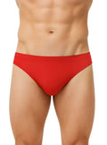 Pride bikini red briefs made of smooth stretchy fabric with a simple solid design visible from the back side