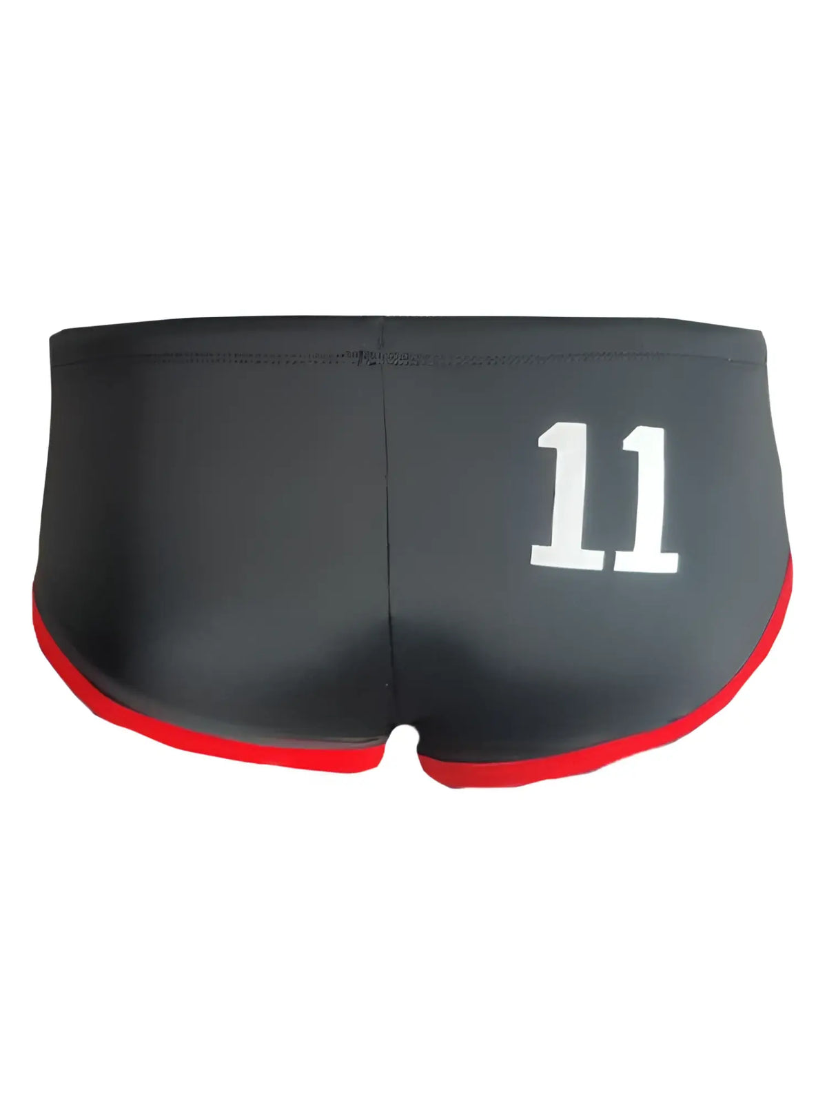 Black pride jethro 11 swim racer athletic shorts with red trim and white number 11 printed on the side