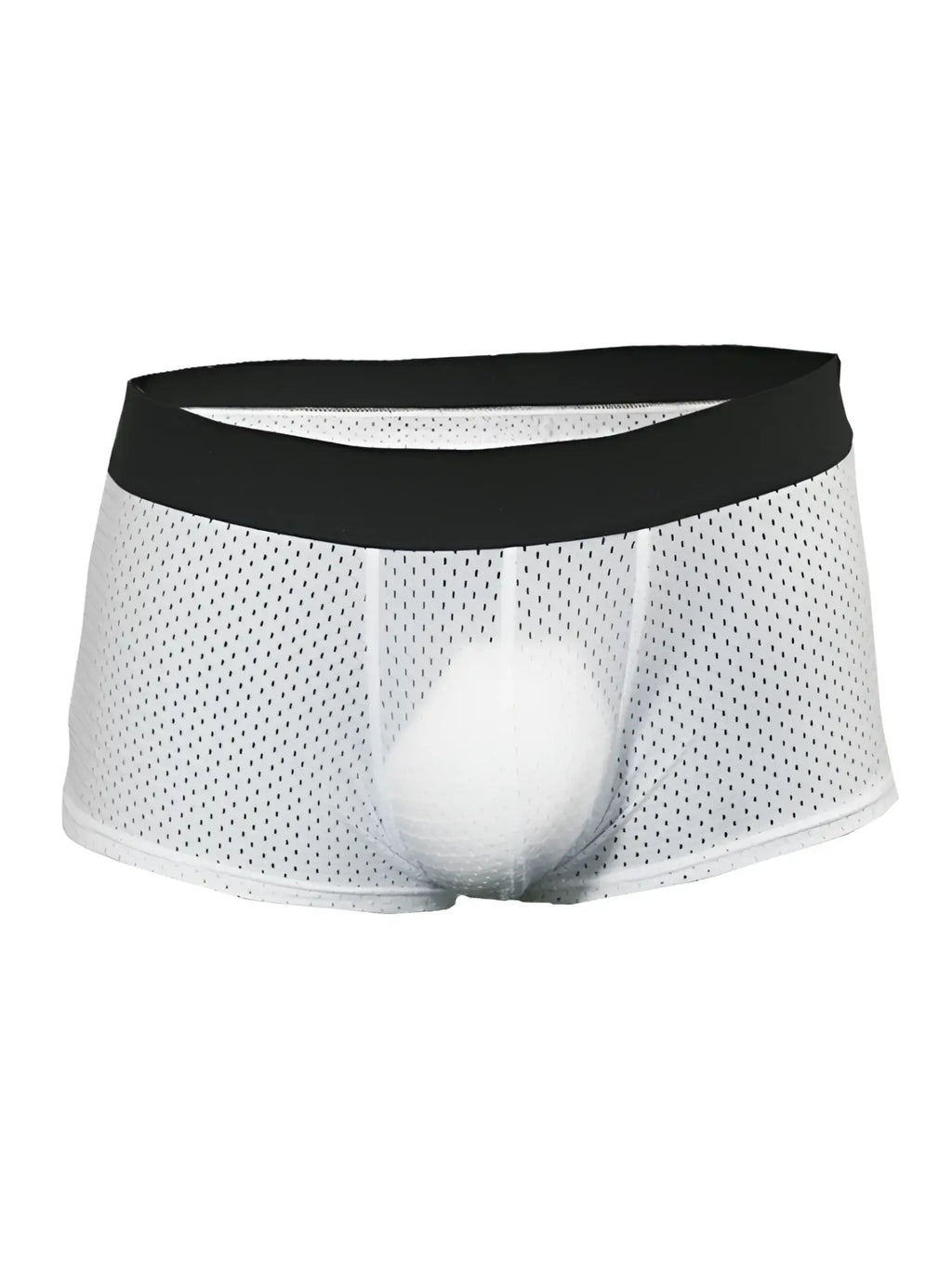 White mesh briefs pride mesh trunk with black waistband and padded rounded design
