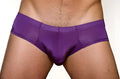 Purple satin pride metro bunz boxer with plus pouch featuring a smooth glossy finish and snug fit