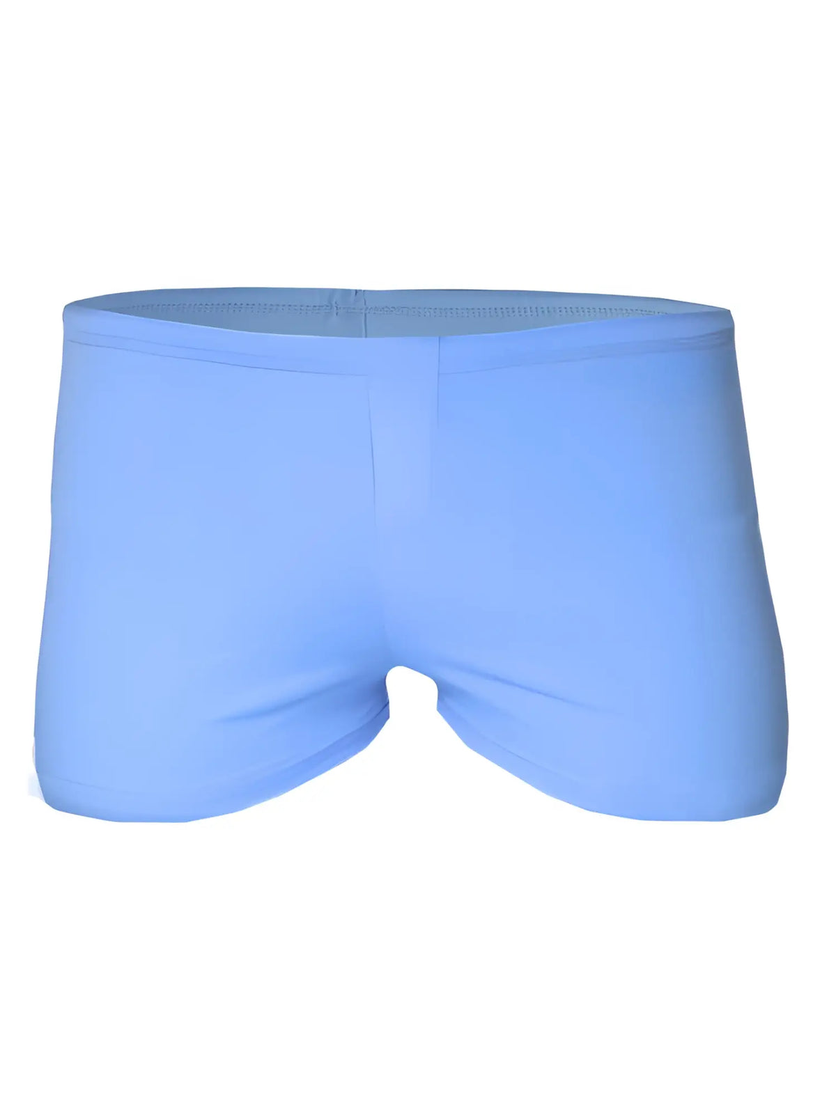 Light blue pride square trunk swim trunks with smooth stretchy fabric and a simple elastic waistband