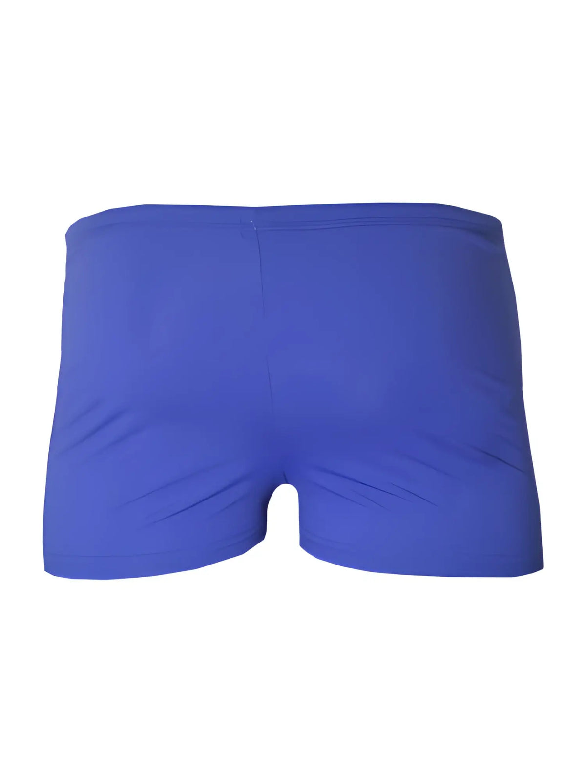 Royal blue pride square trunk swim trunks featuring smooth stretchy fabric and a simple classic cut