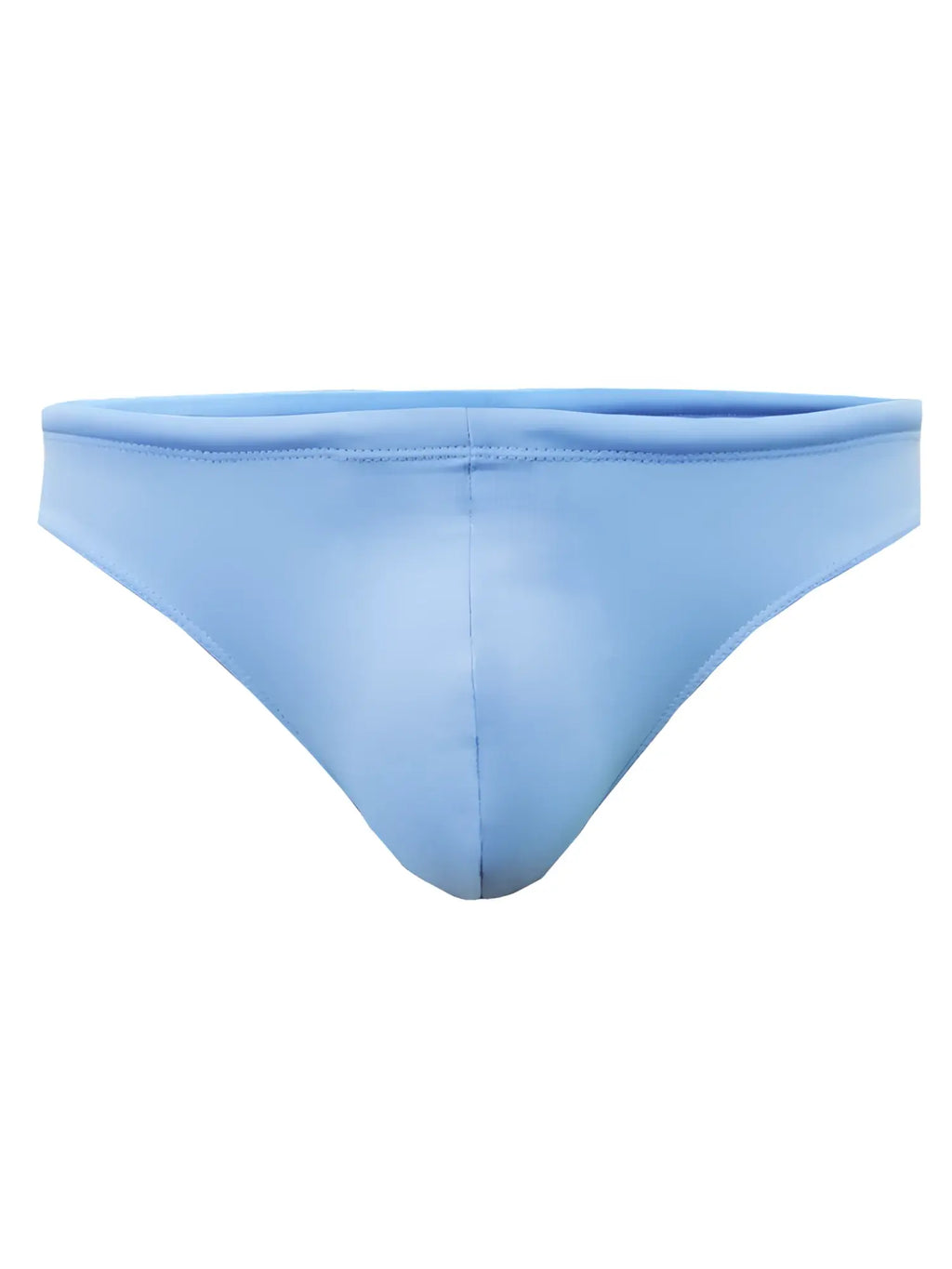 Light blue smooth textured swim trunks with minimalist design from the Pride Swim Bikini collection