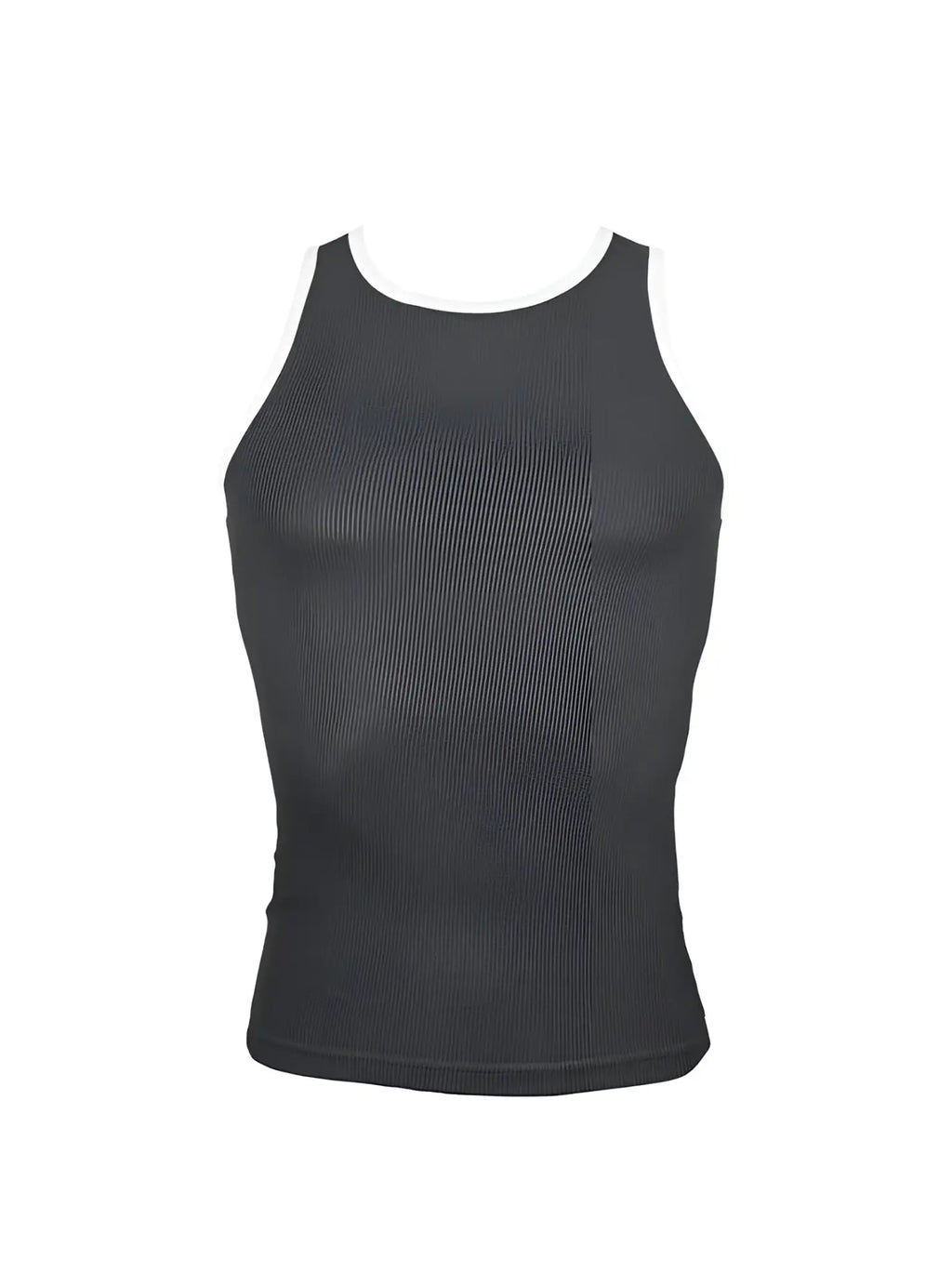 Black pride USA ribbed cotton tank top with white trim around the neckline in a sleeveless design