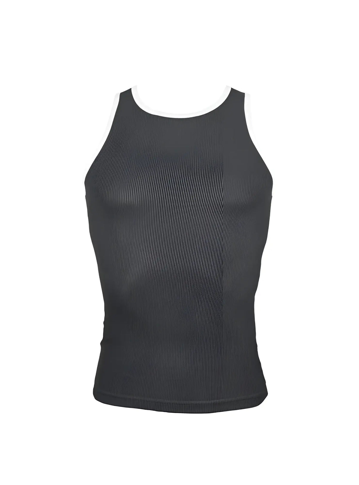 Black pride USA ribbed cotton tank top with white trim around the neckline in a sleeveless design
