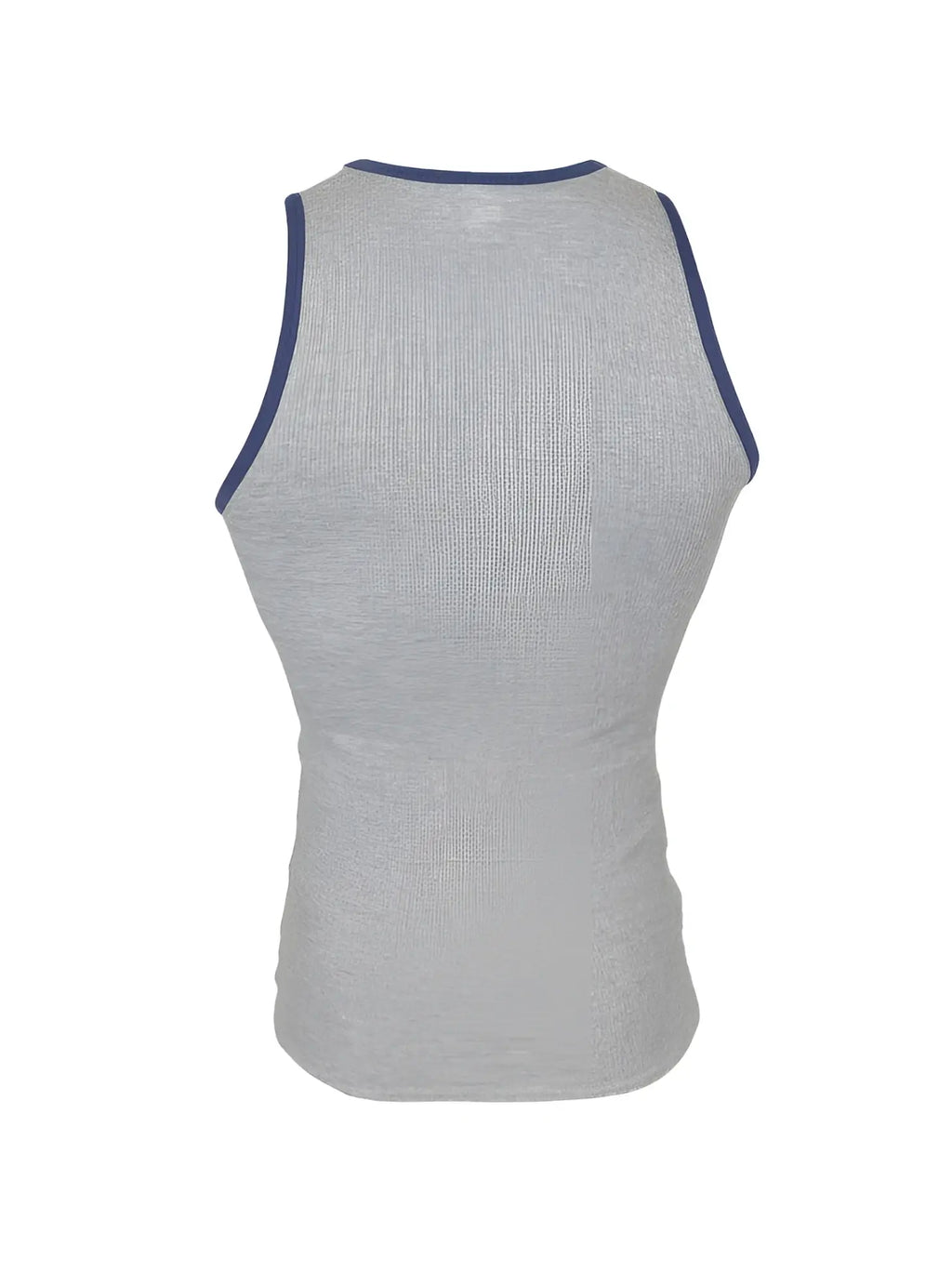 Gray pride usa ribbed cotton tank top with navy blue trim along neckline and armholes for casual wear