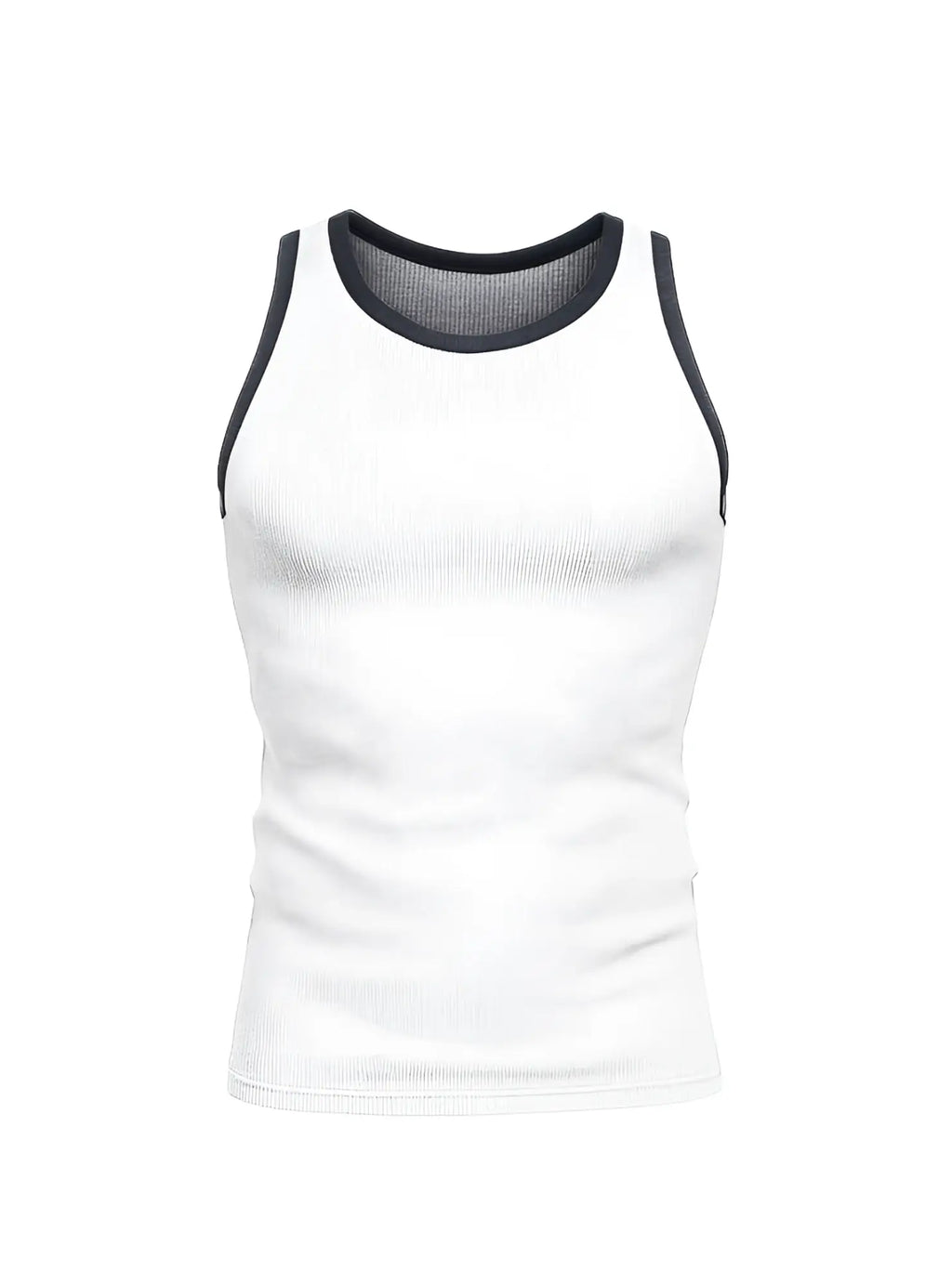 White ribbed cotton pride usa tank top with black trim around neckline and armholes for casual wear