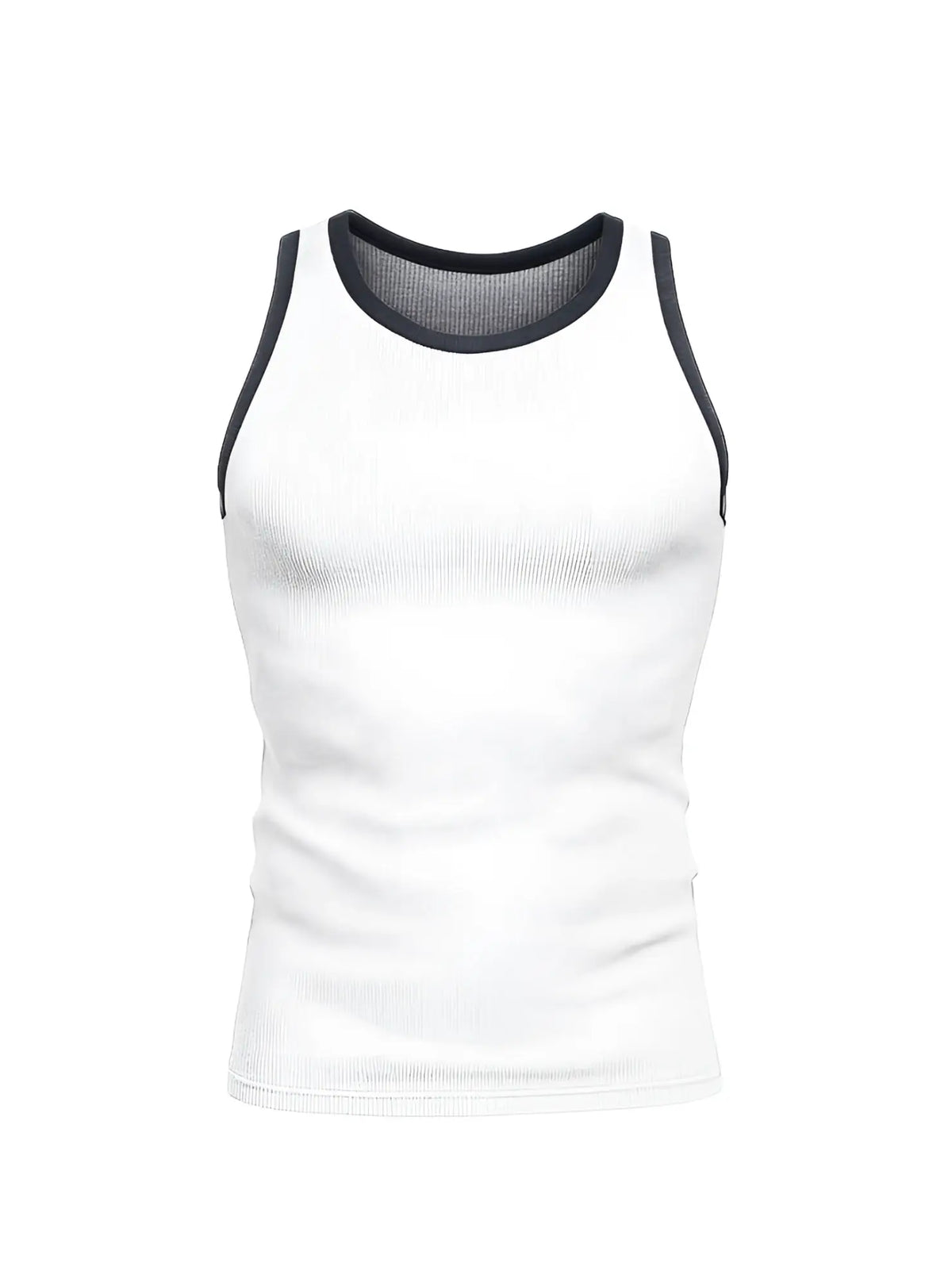 White ribbed cotton pride usa tank top with black trim around neckline and armholes for casual wear