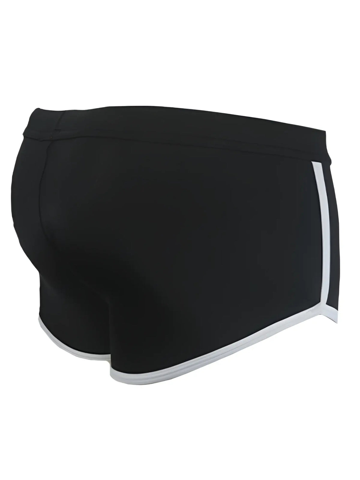 Black pride vince trunk athletic shorts with white side stripes and matching white hem trim designed for active use
