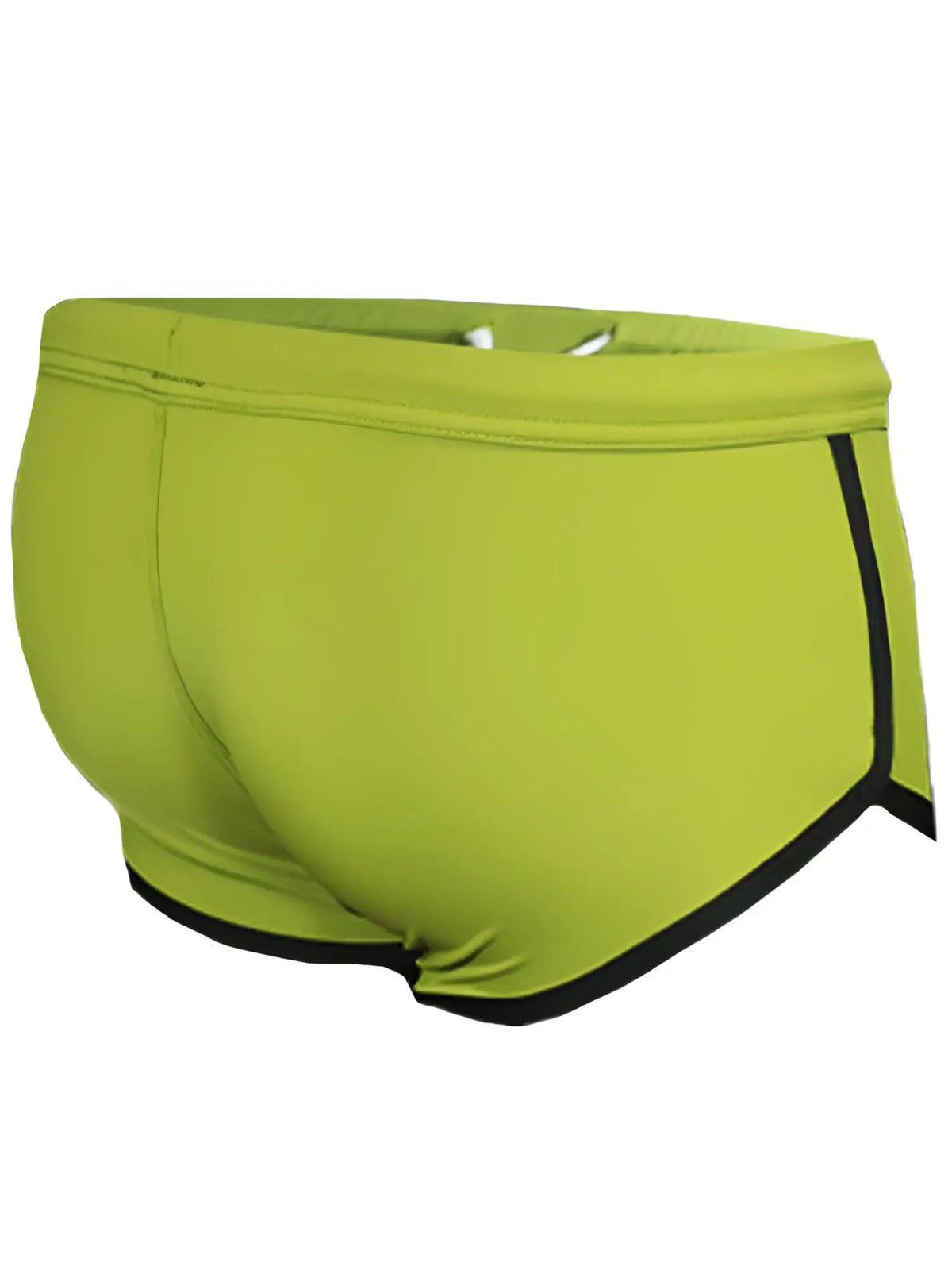 Pride Vince trunk bright lime green swim trunks with black trim along waistband and leg openings