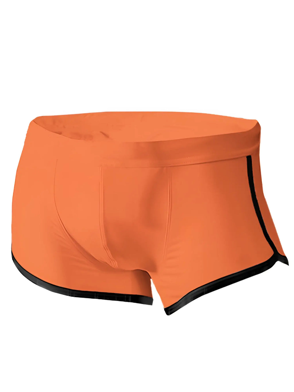 Bright orange pride vince trunk boxer briefs with black trim on waistband and leg openings for comfortable wear