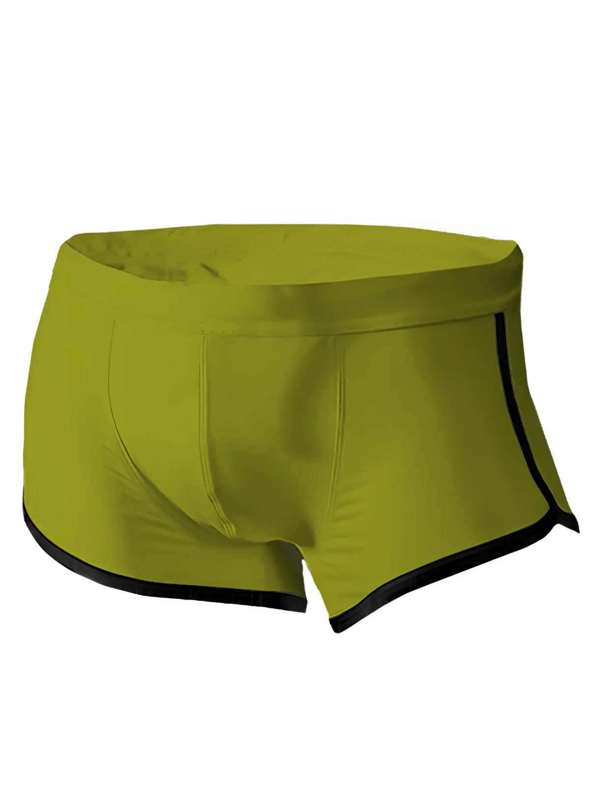 Vibrant lime green pride vince trunk boxer briefs with sleek black trim on waistband and leg openings