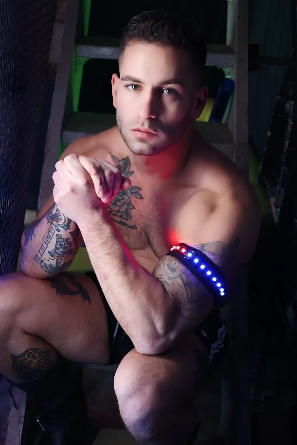 Prismaglow armband blue led light-up flexible band worn on the upper arm for safety and visibility