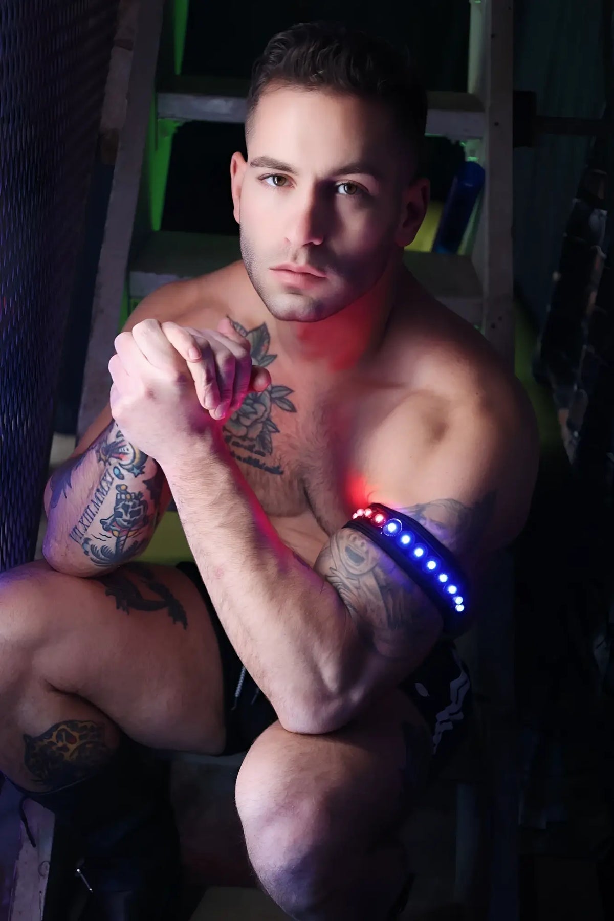 Prismaglow armband blue led light-up flexible band worn on the upper arm for safety and visibility