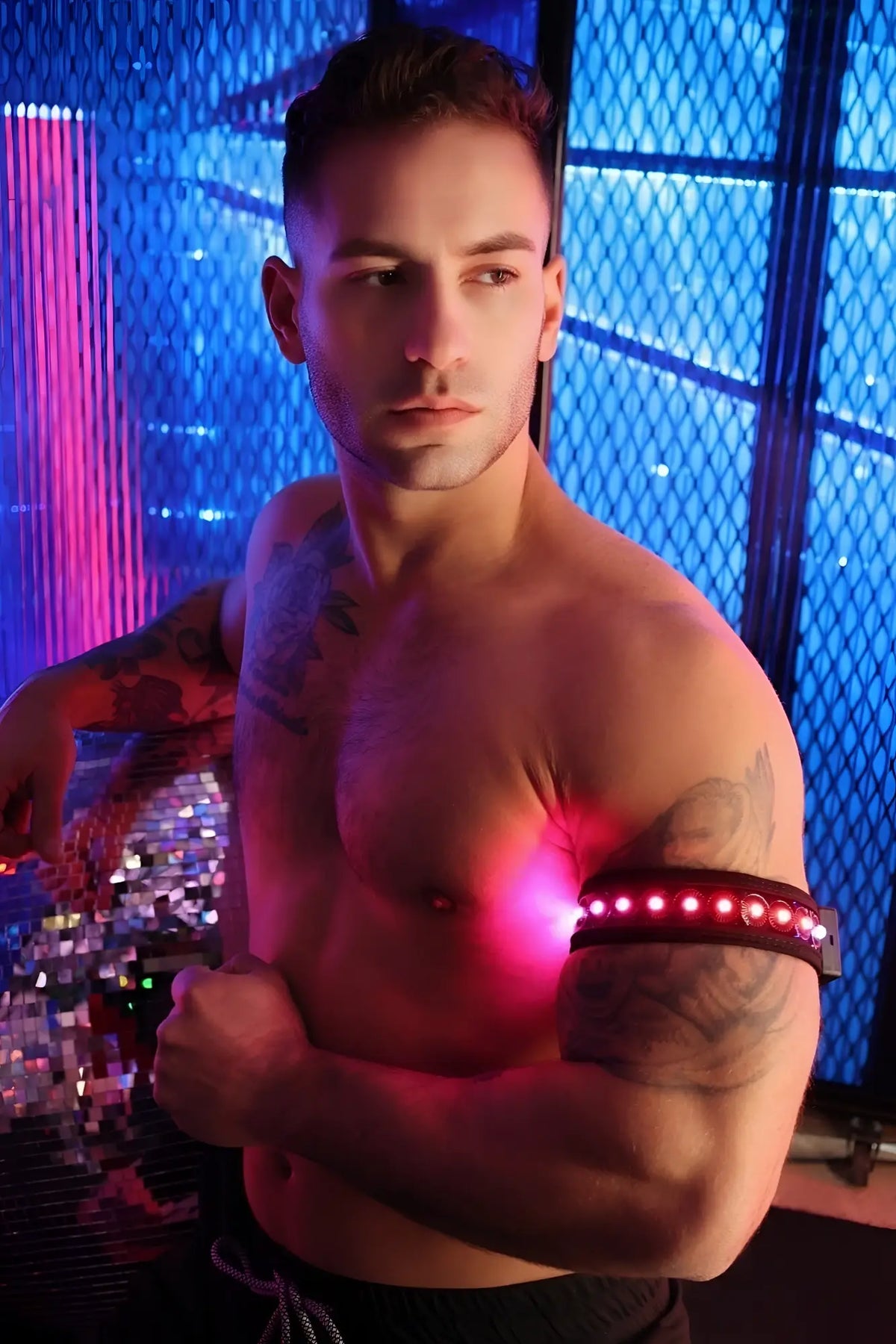 Prismaglow armband red led light up armband worn on the upper arm for visibility and safety