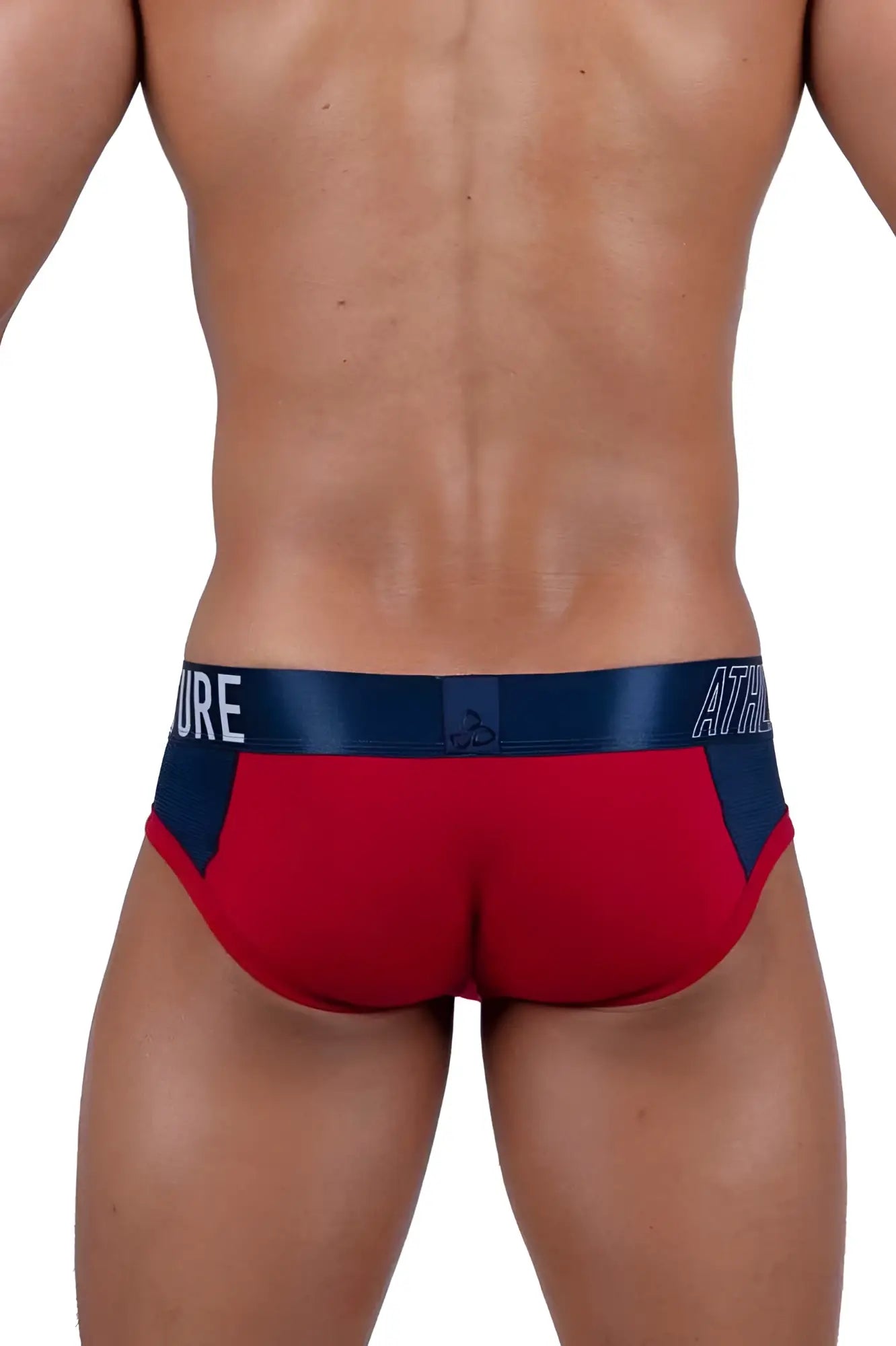 Red falcon private structure baut4388 athlete mini briefs in red and navy blue with sleek form fitting design