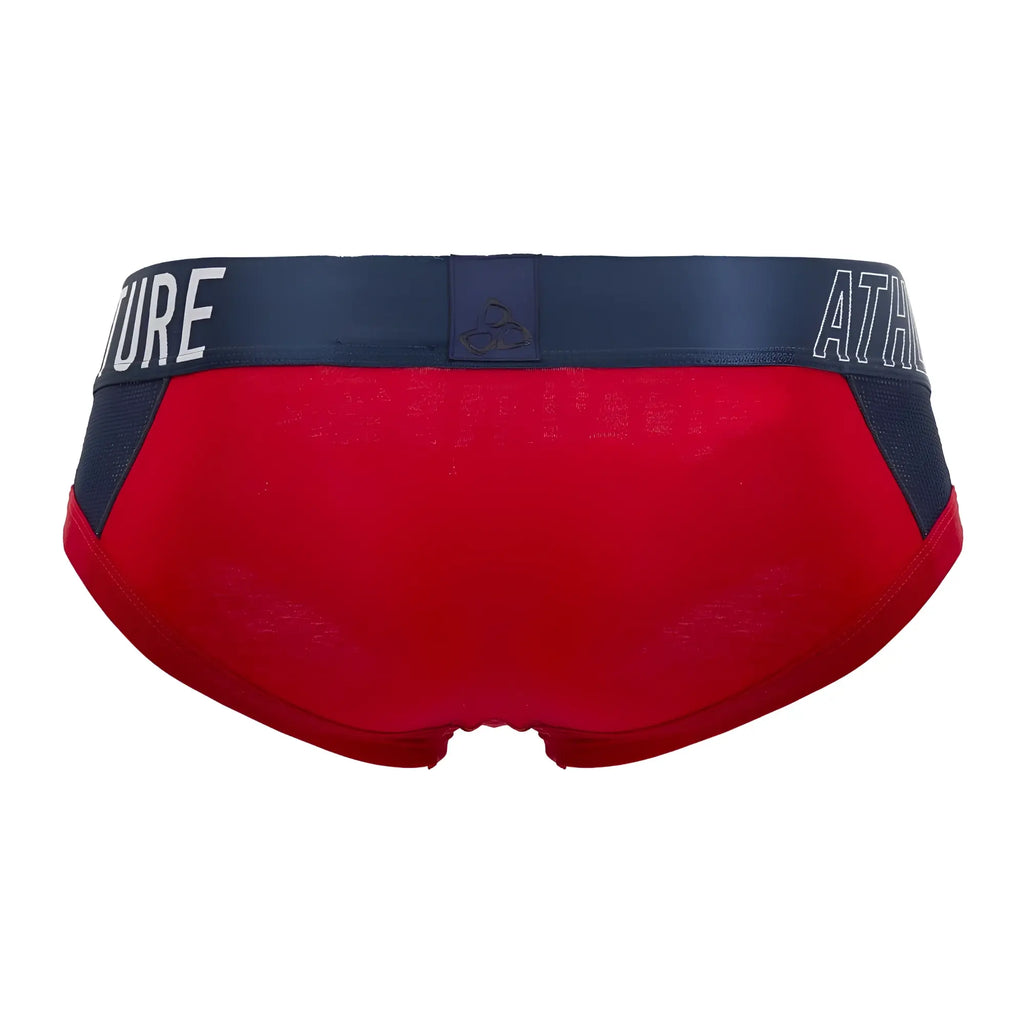 Red and navy blue private structure baut4388 athlete mini briefs featuring a bold sporty design for active wear
