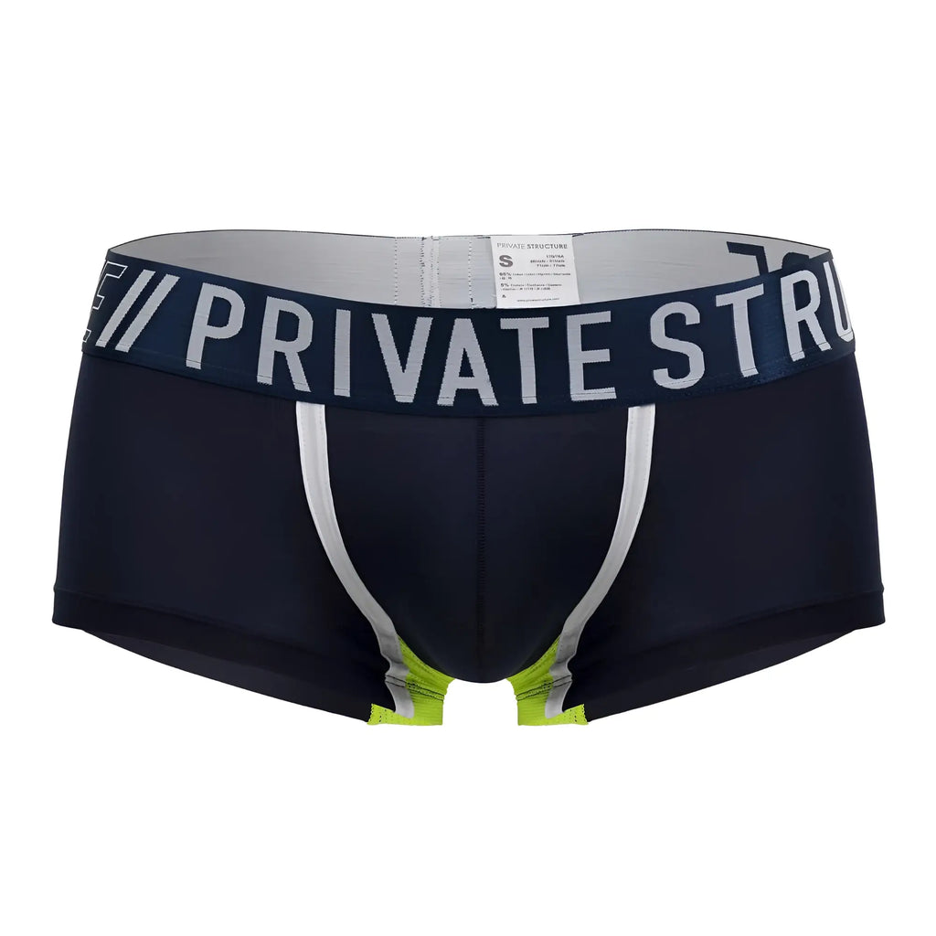 Navy ranger private structure baut4389 athlete trunks men’s boxer briefs with white and neon green waistband accents