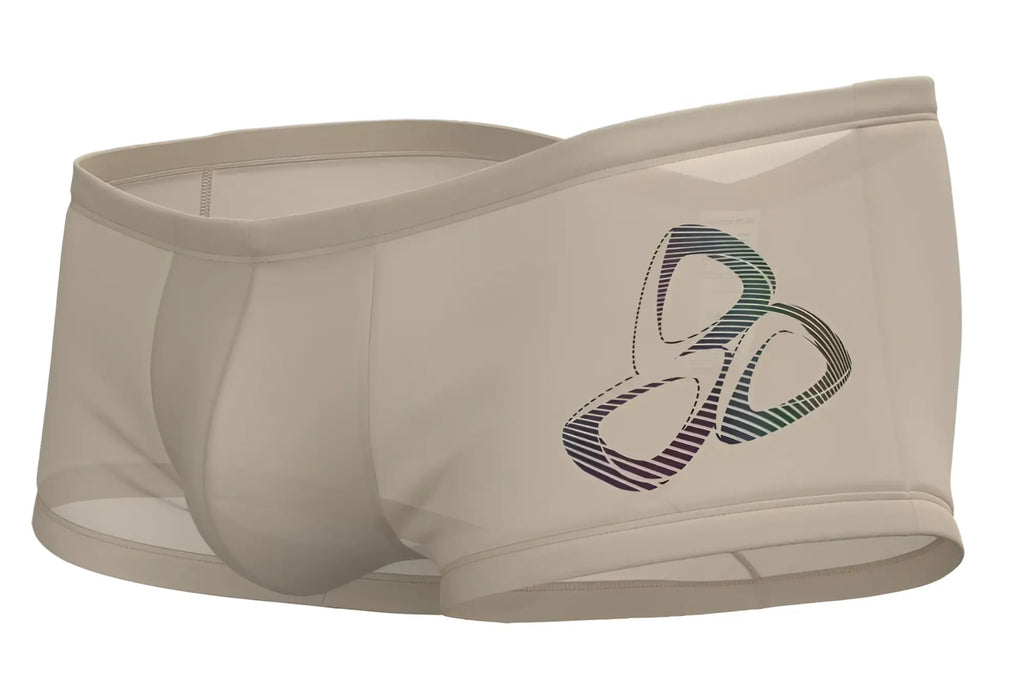 Beige Private Structure BRUT4390 bare hipster briefs with colorful striped olympic logo design