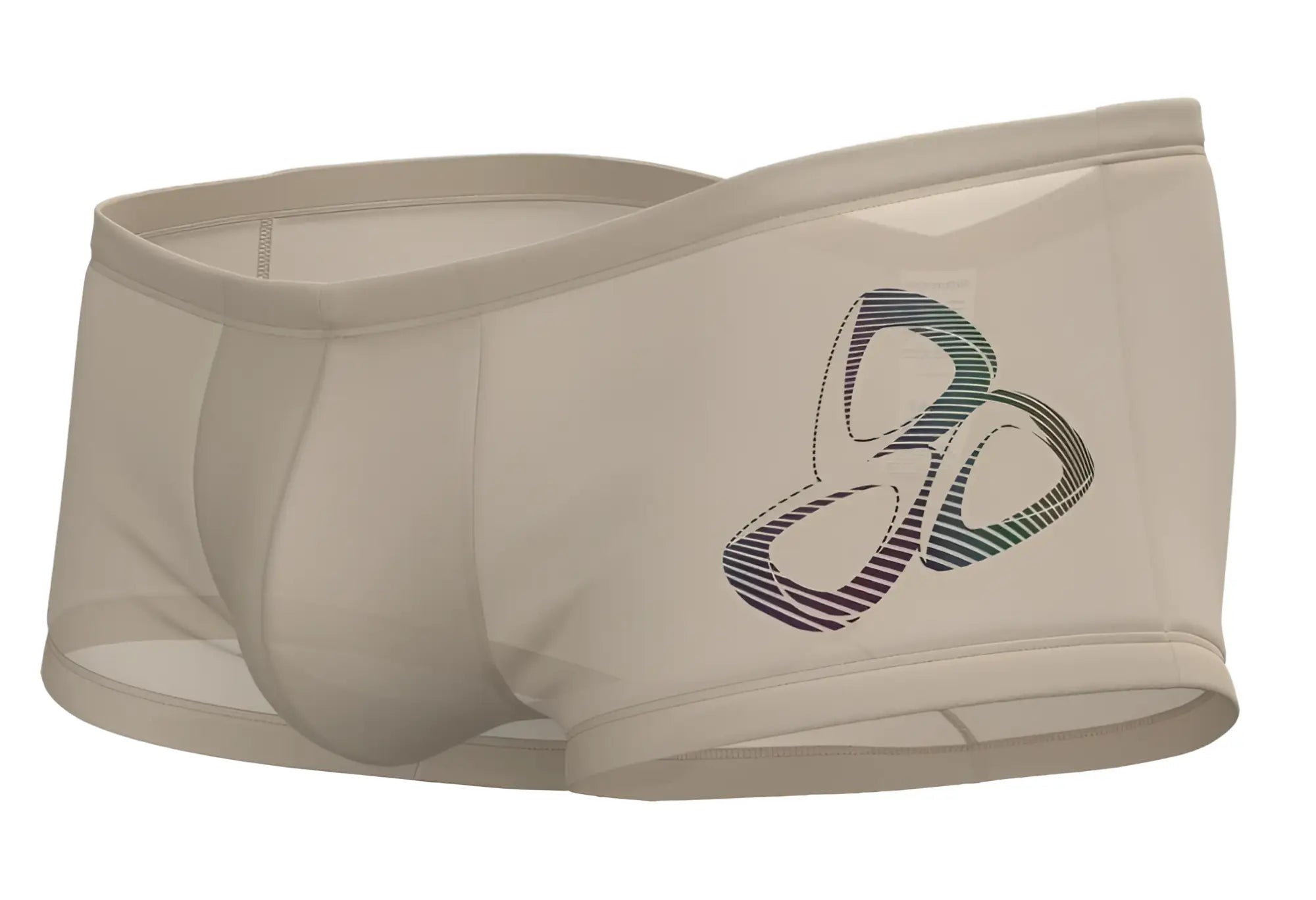 Beige Private Structure BRUT4390 bare hipster briefs with colorful striped olympic logo design