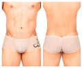 Beige private structure brut4390 bare hipster briefs with a black butterfly logo on the left hip in nude color