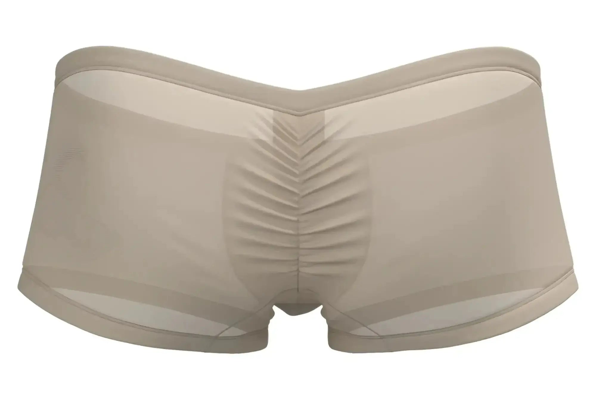 Beige sheer mesh briefs with ruched back panel and elastic waistband in nude from private structure bruth4390 bare hipster