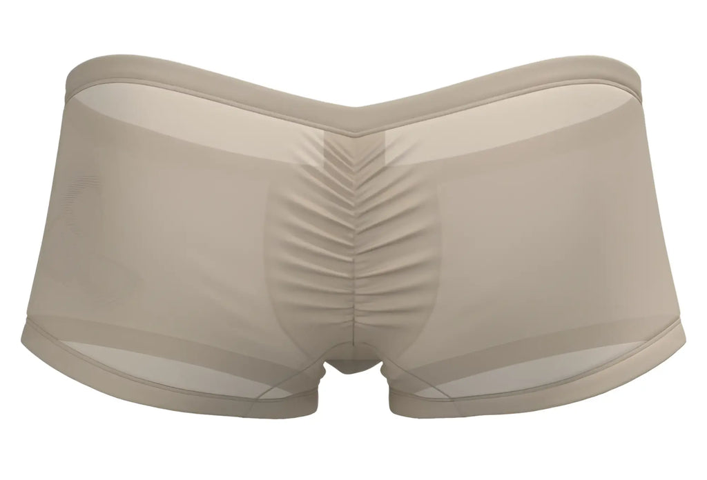 Beige sheer mesh briefs with ruched back panel and elastic waistband in nude from private structure bruth4390 bare hipster