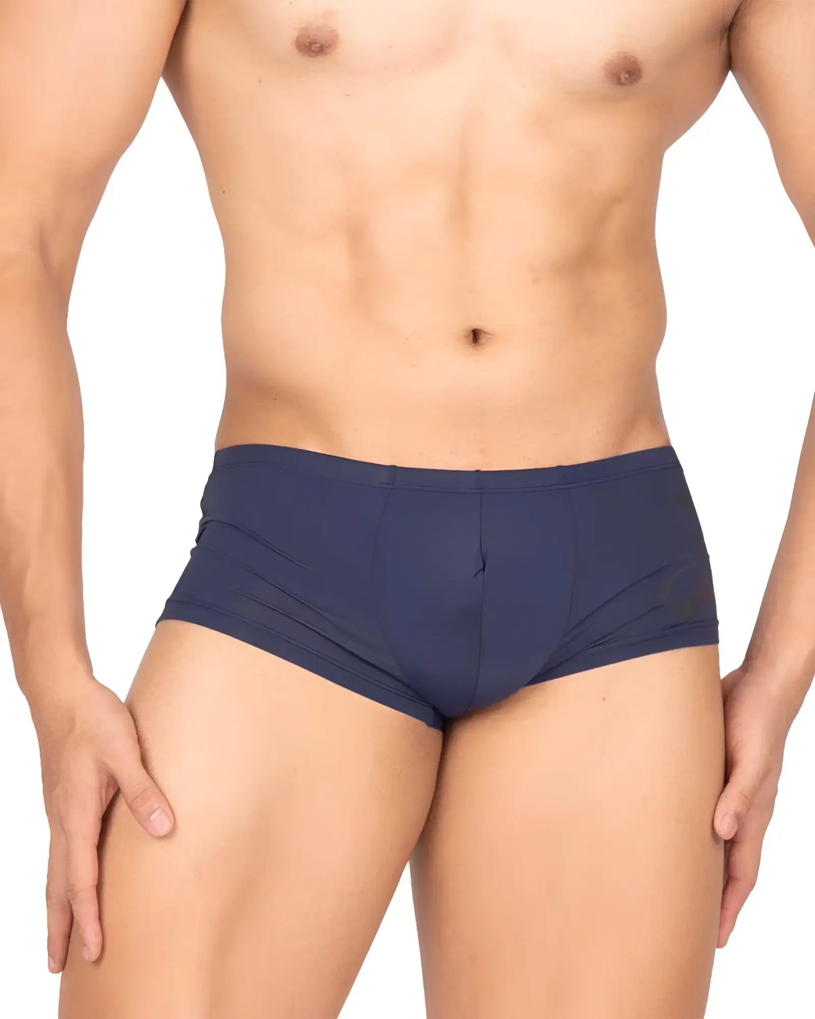 Private structure brut4390 bare hipster navy briefs in smooth silk with subtle front seam detail and form-fitting fabric