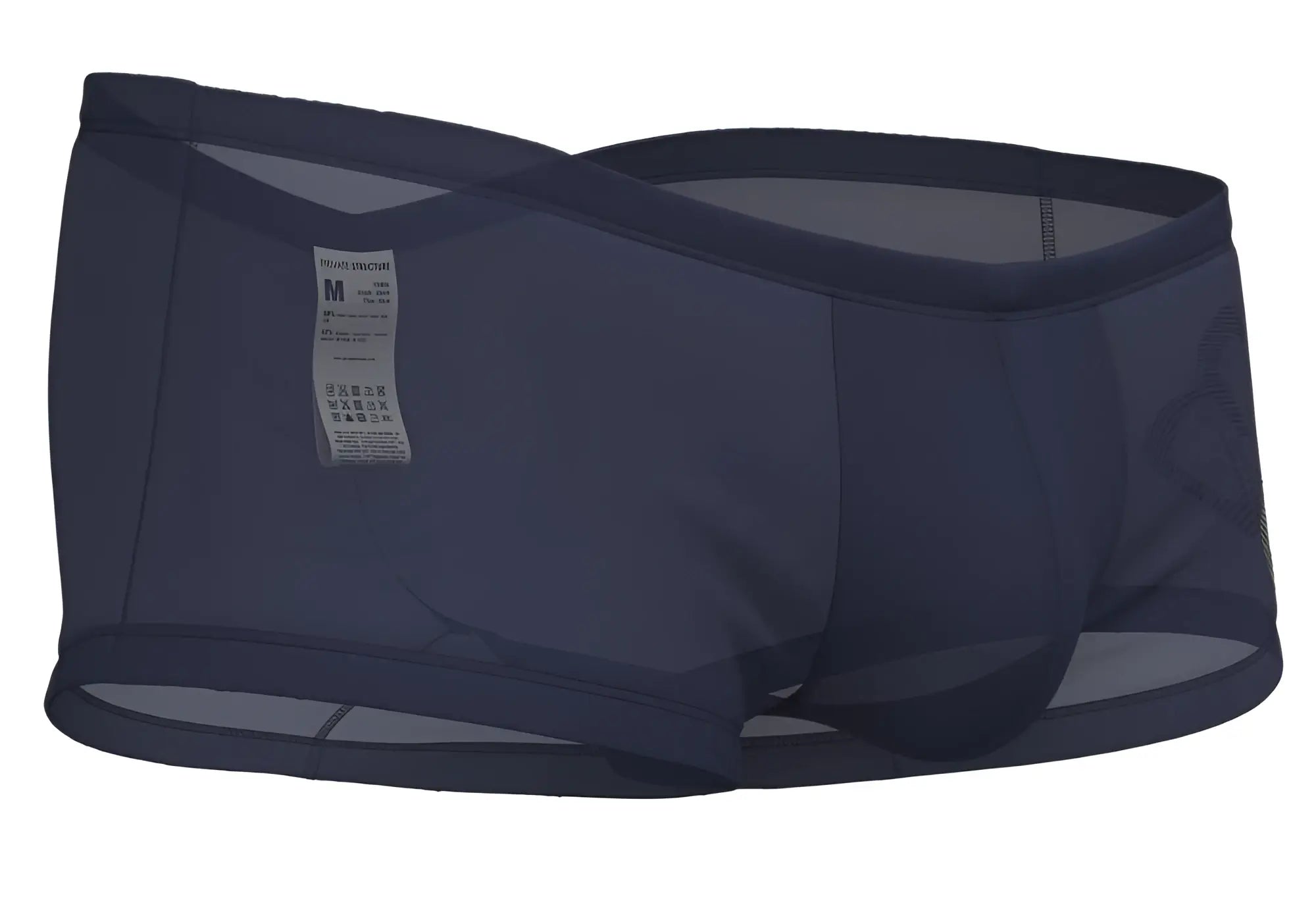 Dark navy blue mesh boxer briefs with contoured support and reinforced waistband from Private Structure BRUT4390 Bare Hipster Silk Navy