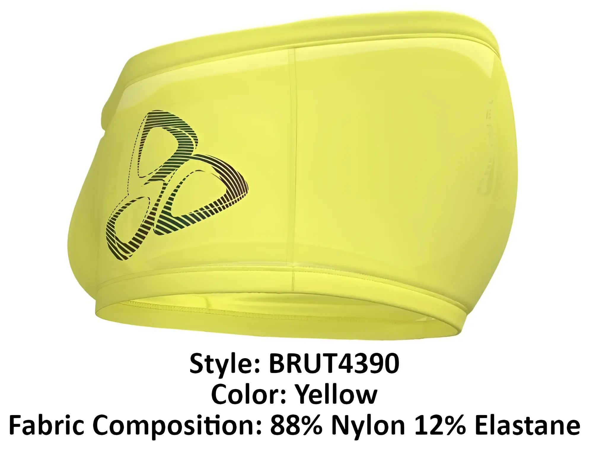 Bright yellow private structure brut4390 bare hipster athletic shorts with a sleek form-fitting design and black logo on side