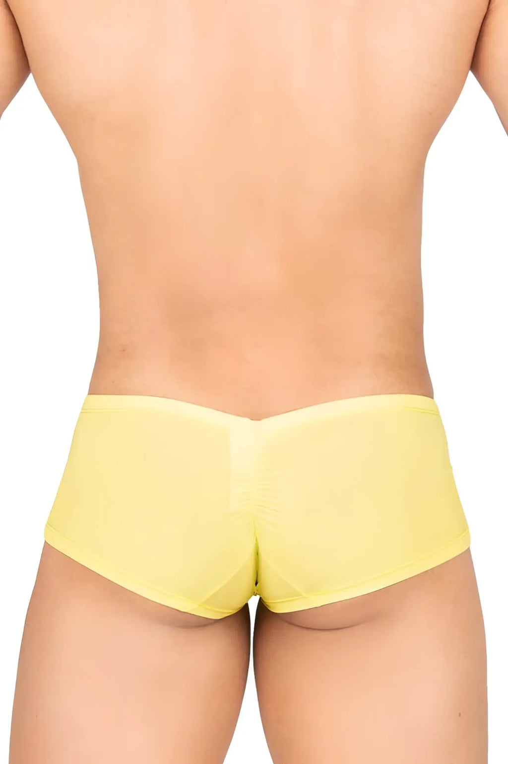 Bright yellow sheer mesh briefs from private structure bare hipster collection showing front side design