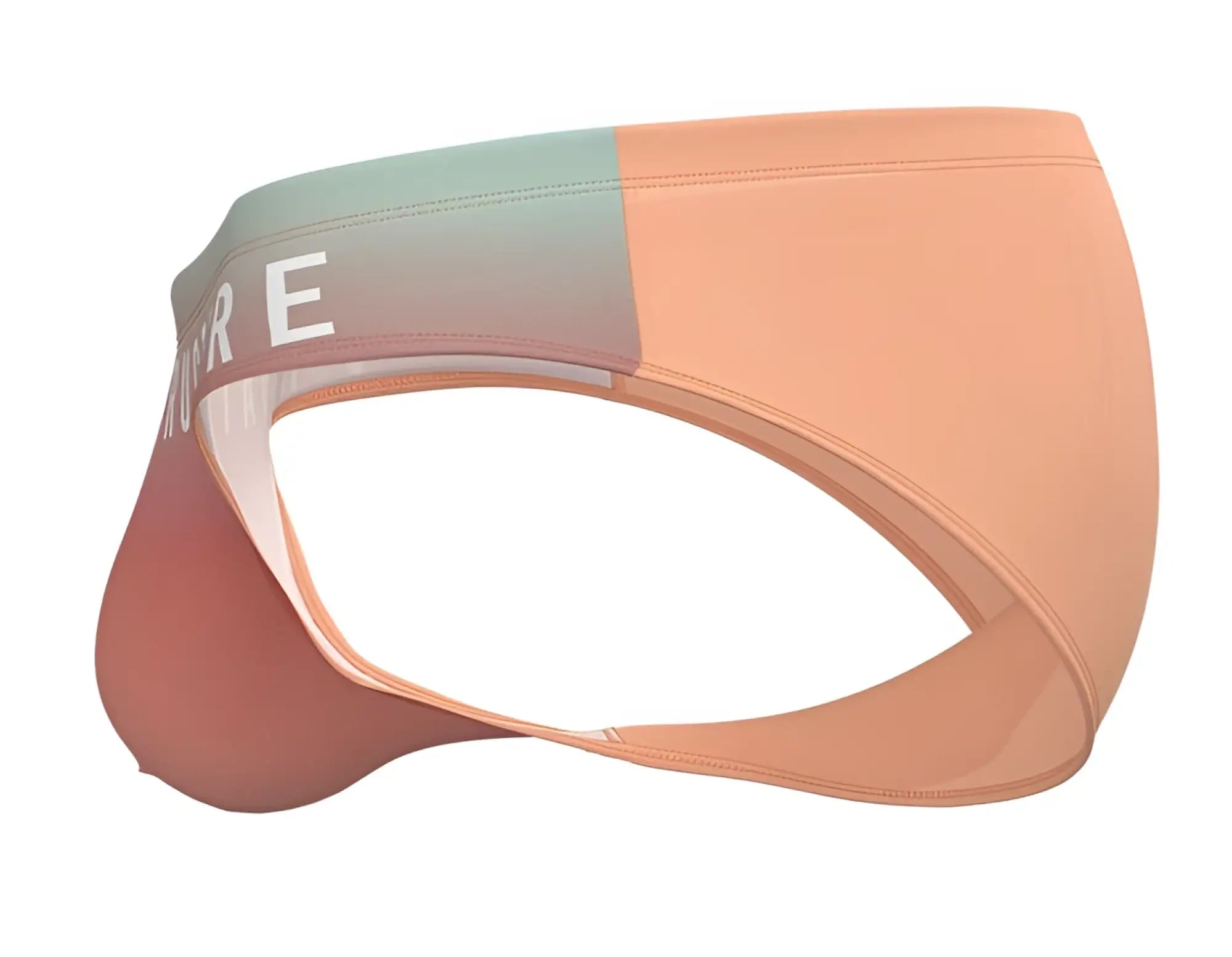 Pastel peach and mint-colored men’s briefs with sleek modern design from private structure brut4392 bare bikini orange color