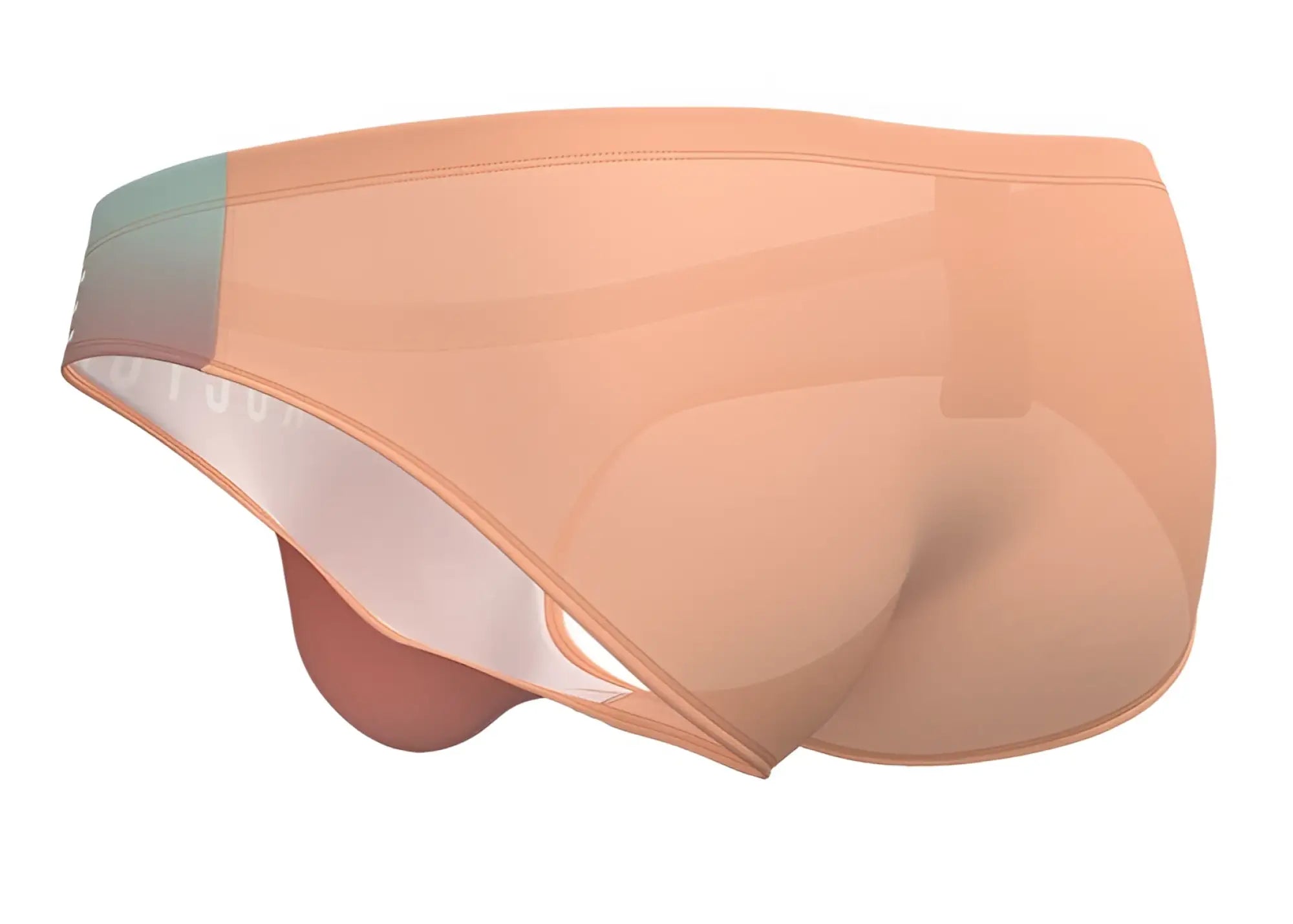 Peach-colored sheer mesh briefs with subtle gradient trim and reinforced waistband private structure brt4392 bare bikini