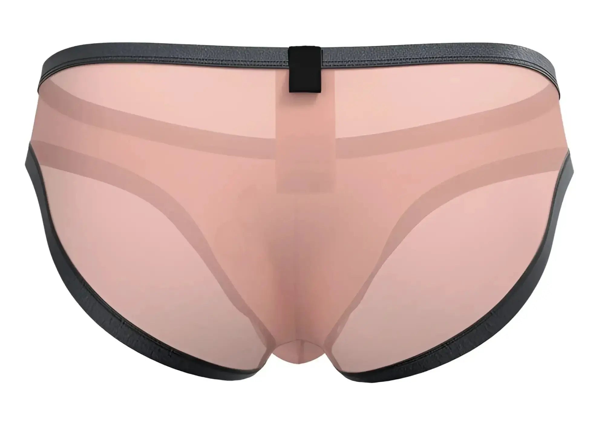 Pink sheer mesh briefs with black elastic trim and central black tab closure in private structure brut4393 bare bikini orange