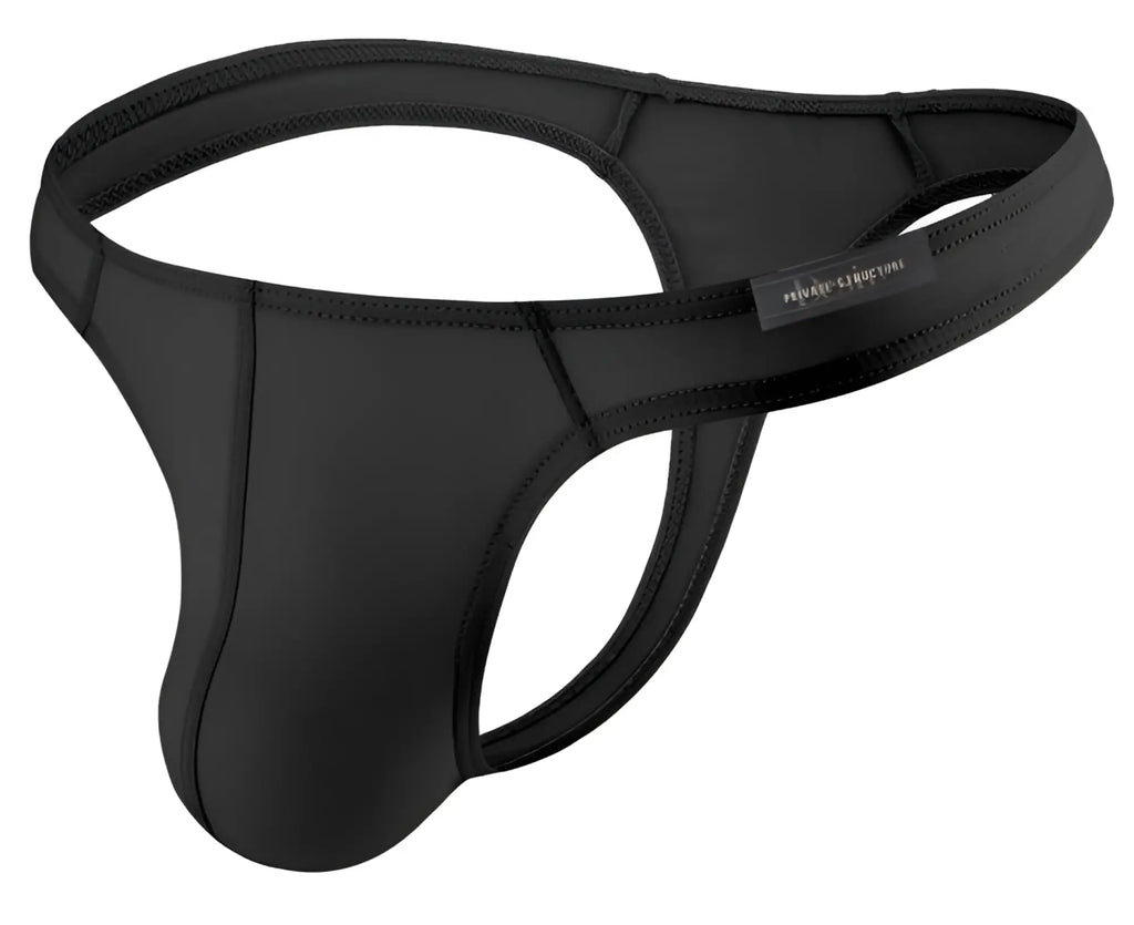 Black neoprene thong by private structure dgemu3545bt desire glaze thong with sleek form-fitting design and reinforced stitching