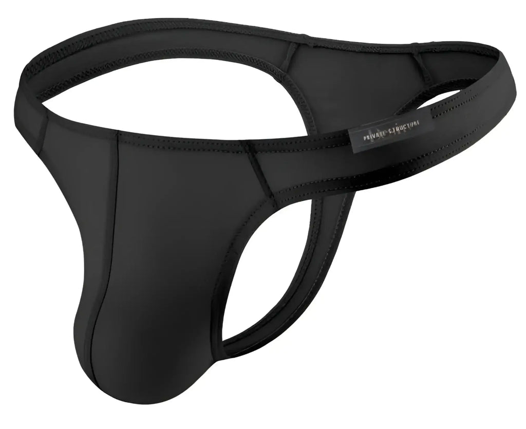 Black neoprene thong by Private Structure dgemu3545bt desire glaze thong with sleek form-fitting design.