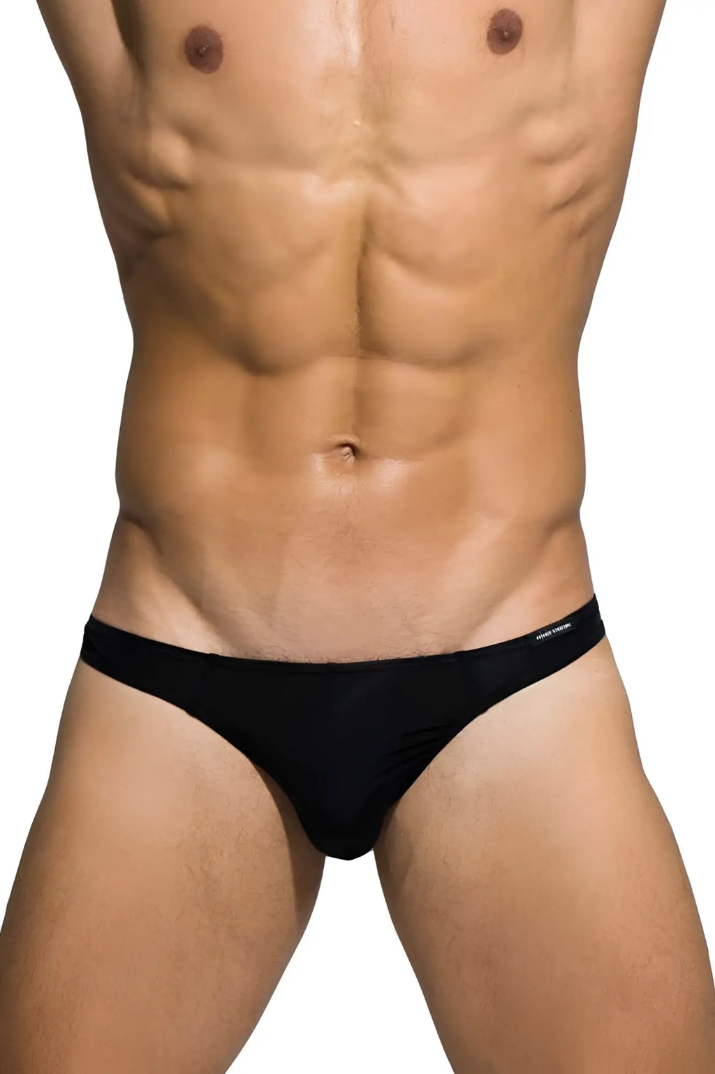 Private structure dgemu3545bt desire glaze thong black smooth fabric form-fitting briefs with minimal waistband detailing back view